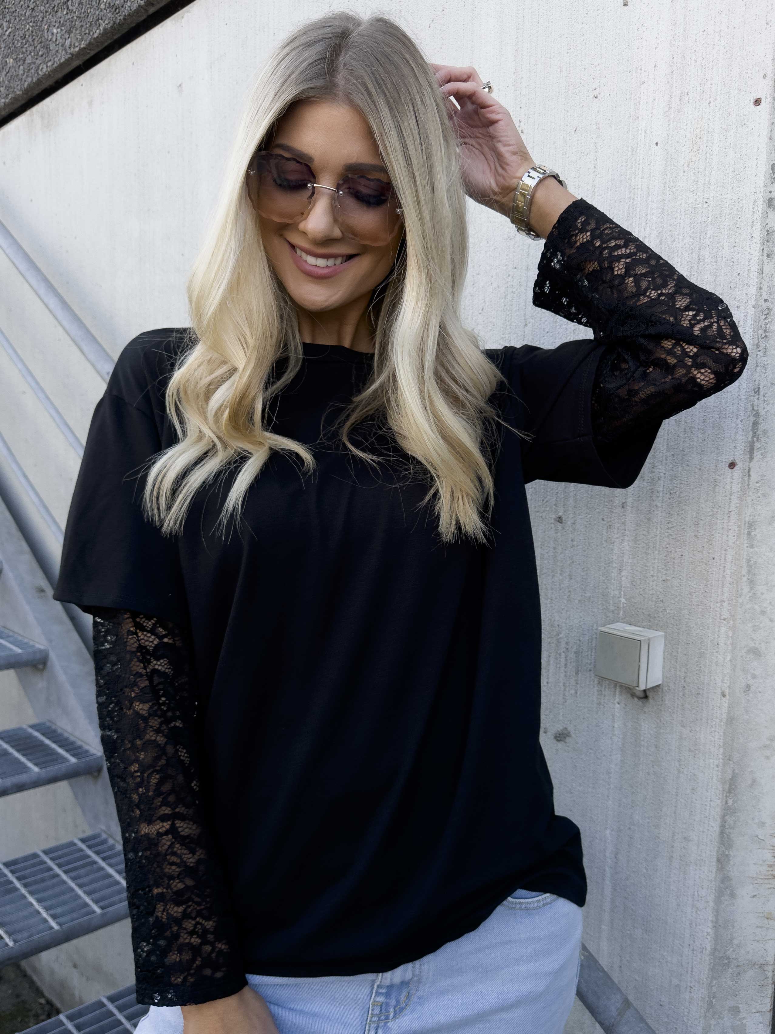 Valerie - T-shirt i bomuld med lange blonde ærmer